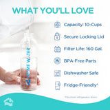 HOMEWATER 10-Cup Pitcher Filter (Peach) – BPA-Free, High-Capacity 2.4L Pitcher with Fast-Flow Carbon Filter, Wide Mouth, Locking Lid, and Dishwasher-Safe