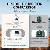 geonfi Camping Fan 10400mAh Battery Operated, USB Rechargeable Tent Fan with Remote Control,3 Detachable Blades, LED Light, 3 Speeds, Timer, Portable Ceiling Fan for Camping(White)
