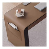 zhongxlla Standing Desk, Minimalist Style Saddle Leather Desk with Outlets