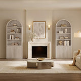 Book Shelf 82" Tall Arched Cabinet Bookcase with Doors 5 Tier Book Shelves with Storage Large Bookshelves Wide Bookshelf