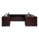 Scranton & Co 66" U-Shape Desk with 2 File Pedestals, Mahogany Finish, 96" W x 66" D x 29.5" H, Thermal Fused Melamine, Lockable Drawers, Modular Office Desk for Home or Professional Workspace