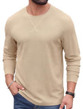 Askdeer Men's Waffle Long Sleeve T-Shirt Casual Lightweight Pullover Tees