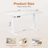 Electric Standing Desk Adjustable Height, 48x24 Inch Sit Stand Up Home Office Desks Computer Workstation PC Work Table, White