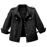 Hixiaohe Spring Summer Jean Jacket for Women Trendy Half Sleeve Button Down Short Denim Jacket Retro Cropped Trucker Coat