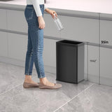 Stainless Steel Square Trash Can, Large Capacity Kitchen Garbage Can, Business Trash Bin