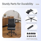 VINGLI Comfy Black Leather Office Desk Chair, Ergonomic High-Back Support Computer Gaming Chair with/No Wheels, Dual-Base