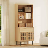 WAMPAT 72.8" Tall 6 Tiers Bookshelf with Doors & Drawer for Home Office
