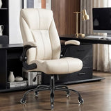Big and Tall Office Chair for Heavy People, 400LBS High Back Extra Wide Executive PU Leather Office Chair with Flip-Up Armrests