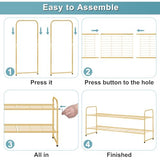 AOODA Long 2 Tier Shoe Rack for Closet Metal Wide Stackable Shoe Storage Organizer for Entryway, Bedroom, Floor, 18-Pairs Low Sneaker Shelf, Golden