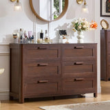 Joaxswe Farmhouse Dresser and Nightstand Sets 4 Piece, Walnut