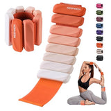 INDEPANDIA Wrist & Ankle Weights for Women and Men, 4lbs Pair Adjustable Silicone Weighted Bangles for Arm & Leg Workouts, Gradient Orange