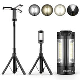 OGERY Rechargeable 10000mAh Camping Light with Stand 6.5 ft Max Height, Cordless Work Light with 3 LED Lamp Heads, 2200 Lumens Camping Essentials Gear Emergency Flashlight with Detachable Tripod