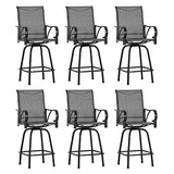Sophia & William Outdoor Bar Stools Set of 6, Swivel Bar Chairs, Tall Patio Chairs, Outdoor High Top Chairs, Supports 300 lbs (Grey Fabric)