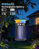 NEXLY SJZ-091 Solar Bug Zapper Portable Outdoor Waterproof Mosquito Killer Indoor Home Rechargeable Fruit Fly Trap 4200V Electric Gnat Traps for Room Garden Courtyard Kitchen Camping Backyard