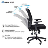 ALPHA HOME Office Chair Ergonomic Home Desk Chair Mid Back Mesh Computer Task Chair, Capacity 300LBS