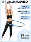 Phobby Weighted Exercise Hoop for Adults, 2.2lb Detachable Fitness Hoop, Adjustable Hoops with Jump Rope, Tape Measure and Carry Bag (Blue Grey)