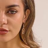 YOIHUR Glod Hoop Earrings with Asymmetric Cubic Zircon Drop, 14k Gold Plated Earrings Hypoallergenic Jewelry Valentine's Day Gifts, Unique Clocks Snakes Long Dangle Earring for Women