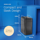 hOmeLabs - 13 Gallon Kitchen Trash Can - Retractable Automatic Sensor Butterfly Lid, Space-Saving Design, Easy to Clean - Dark Stainless Steel