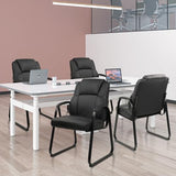 Office Guest Chair Leather Reception Chair with Bonded Padded Arm Rest and Sled Base Desk Chair