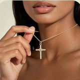 YOIHUR 14K Gold Plated Cubic Zirconia Cross Necklace for Women, Non-Tarnish Faith Jewelry for Women, Cross Faith Pendants Necklaces for Christian Occasions Christmas Valentine's Day and Mother's Day