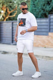 GINGTTO Jean Shorts Men Stretch Casual Summer Denim Shorts for Men White 33