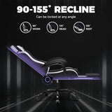 GTPLAYER Gaming Chair, Computer Gaming Chairs for Adults with Footrest, Height Adjustable PC Game Chair, Black-White