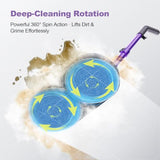 Scrubbing Steam Mop with Rotating Pads,All-in-One Spin Steam Cleaner for Floor Cleaning,Large Tank,23FT Cord, LED Headlights,Reusable Pads & Self-Standing,Safe for Hard Floor/Laminate/Marble (Violet)