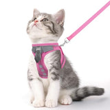NCMAMA Cat Harness and Leash Set for Walking Escape Proof, Soft Adjustable Kitten Harness Breathable Mesh with Reflective Strips Harness for Kitty Puppy Bunny(Pink,XS)