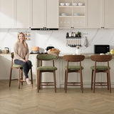 Wooden Bar Stools Set of 4, 24.8” Counter Height Stools with Rubberwood Legs & Ergonomic Backrest
