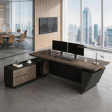 SAINTCY Professional Executive Desk with Privacy Panel & Drawers