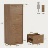 4-Drawer Vertical File Cabinet with Lock, Wood Finish