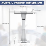 42.5" Pulpits for Churches, Acrylic Podium Stand with Iron Stable Bottom, Pulpit with 10MM Thickened Acrylic Countertop, Multi Function Lectern for Classroom