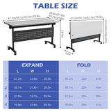 Aethelwyn Modular Folding Conference Table with Wheels, Flip Top Mobile Training Room Tables