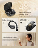 Open-Ear Headphones, True Wireless Bluetooth Earphones with Microphone, Earhook Earbuds with 48 Hours, Black SHOKZ