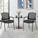 Office Reception Guest Chair Mesh Back Stacking with Ergonomic Lumbar Support and Thickened Seat