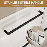 Sliding Bathtub Shower Door, 56-60" W x 57" H Glass Shower Door, Matte Black Aluminum Frame with Stainless Steel Towel Bar