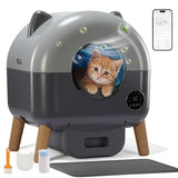 GTPLAYER Automatic Self-Cleaning Cat Litter Box, 2026 Upgraded 66L+18.6L Extra-Large Covered Smart Box with App Control, Safety Sensor System, Easy-Clean Waste Bin, Ideal for Multi-Cat Homes, Grey