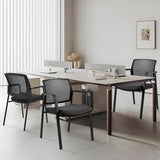 Mesh Back Stacking Guest Chairs,Stackable Waiting Room Arm Chair with Fabric Upholstered for Office