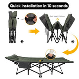 Northroad Camping Cot for Adults with Cushion and Pillow, Portable Folding Bed for Sleeping, Lightweight Tent cot with Carry Bag Supports 450 lbs (Green)