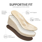 Athlefit Women's Espadrille Platform Wedge Sandals Comfortable Dressy Casual Open Toe Elastic Strap Gold Sandals with Arch Support for Summer Walking Size 5.5