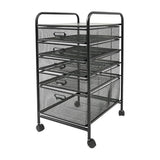 Rolling File Cart w/5 Drawers, Rolling Storage Cart Movable Desk File Stationery Organizer Cart