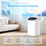 14,000 BTU Portable Air Conditioner Cools Up to 700 Sq.Ft, 3-IN-1 Energy Efficient Portable AC Unit with Remote Control & Installation Kits for Large Room, Campervan, Office, Temporary Space