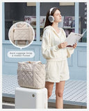 LOVEVOOK Puffer Tote Bag for Women, Quilted 15.6" Work Tote with Zipper, Large Travel Essentials Handbag with Cup Holder, Puffy Purse for Teacher, Nurse, Gym, Overnight, Carry On Shoulder Bag