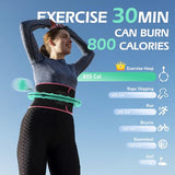 JLoibao Weighted Hula Circle for Adults Weight Loss, Infinity Fitness Hoop Plus Size 51 Inch with Sweat Belt, Include 27 Detachable Links and Waist Trainer for Women(Cyan)