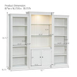 78.75" Tall 3-Piece Bookcase Display Cabinet with 5-Color LED Light