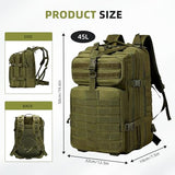 aiGear 45L Tactical Backpack for Men, All-Weather Military Assault Rucksack,3-Day Combat Pack with Molle System (45L Green)