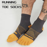 Sunew Five Finger Socks Women, Viscose Made from Viscose Odor Free Breathable Mesh Crew Five Finger Toe Socks for Running Walking Athletic Grey+Yellow 3 Pairs Small