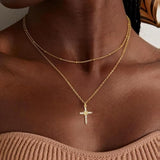 YOIHUR 14K Gold Plated Cubic Zirconia Cross Necklace for Women, Non-Tarnish Faith Jewelry for Women, Cross Faith Pendants Necklaces for Christian Occasions Christmas Valentine's Day and Mother's Day