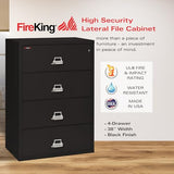 FireKing Fireproof Lateral File Cabinet (4 Drawers, Impact Resistant