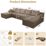 160" Cloud Sectional Boneless Couch U Shaped with Double Chaise, Comfy Corduroy Modular Sectional Couches for Living Room